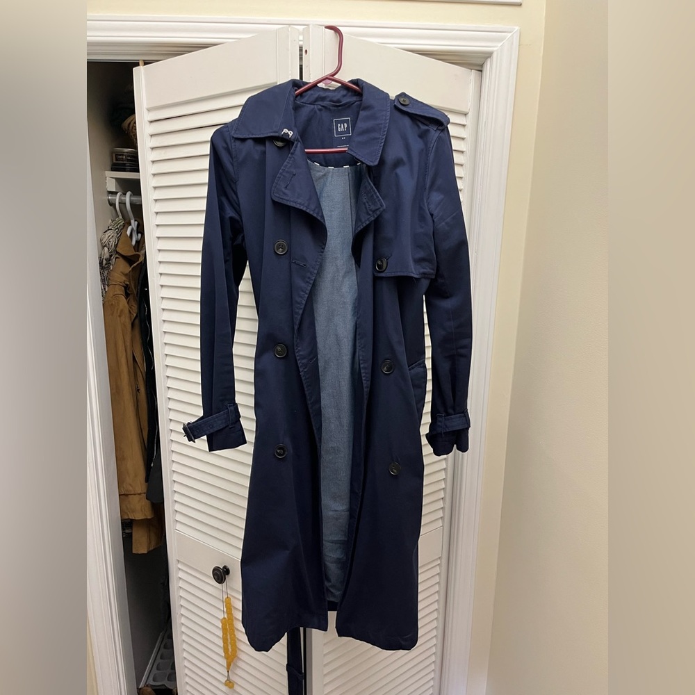 GAP Women’s Cotton Navy Trench Coat